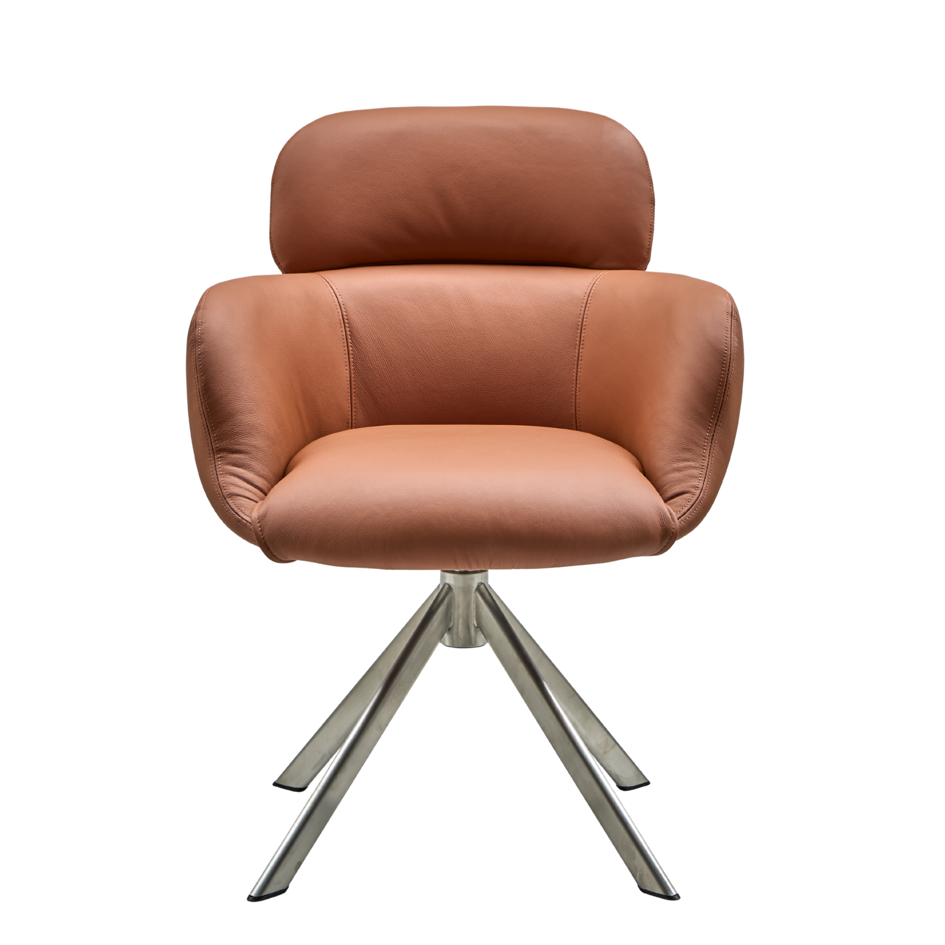 Sumo Esszimmerstuhl – Leder mit Drehgestell (Edelstahl)